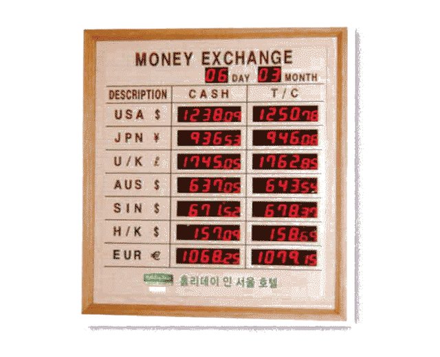 호텔용 환율 게시판